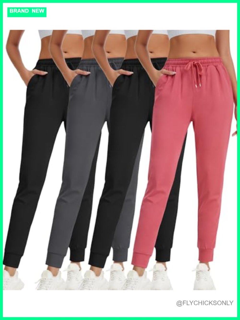 4 Pack Lightweight Jogger Sweatpants with Pockets Quick Dry 4-Way Stretch